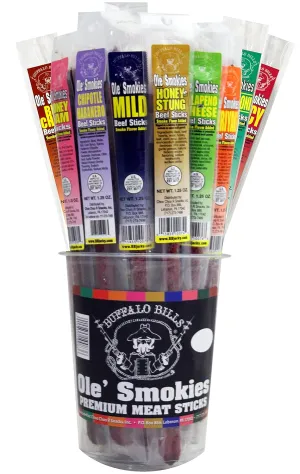 Buffalo Bills 1.25oz Mixed Individually Wrapped 9" Ole' Smokies (30 assorted meat sticks per tub)