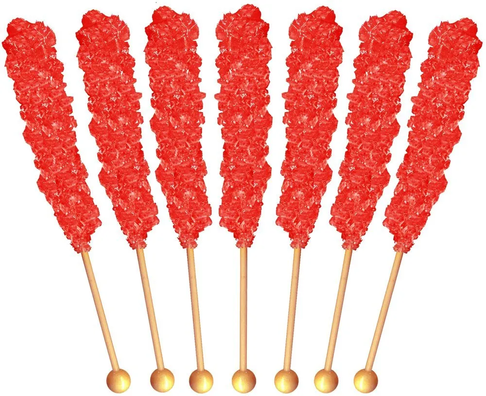 Buffalo Bills Strawberry (Red) Rock Candy On A Stick (36-ct tub red rock candy crystal sticks)
