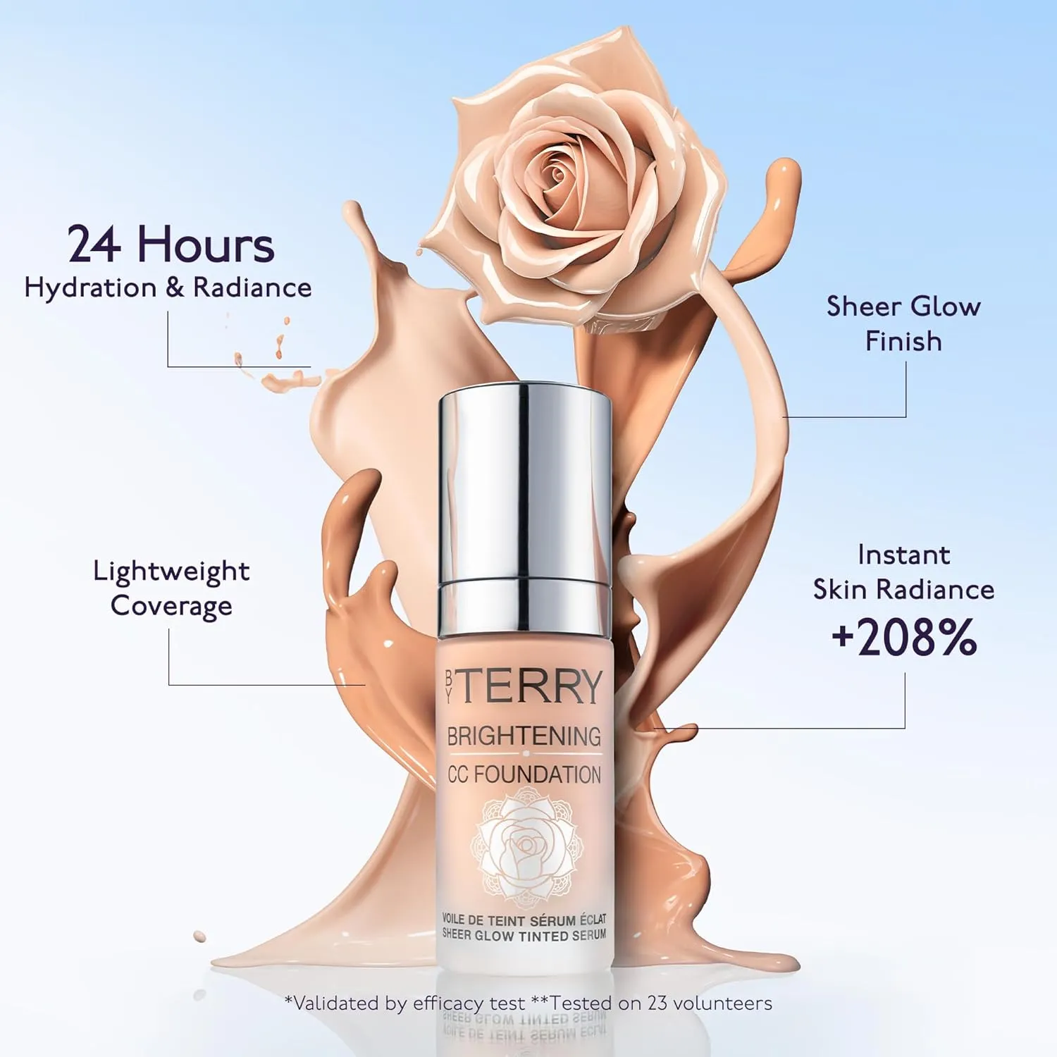 By Terry Brightening CC Foundation, Hydrating Serum Foundation, Ultra-Sheer Finish, Vegan & Cruelty-Free, 3W, Medium Light Warm