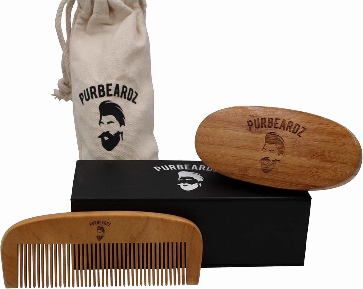 Case of 20 – Beard Comb & Brush Kits – PrimeEdge Corporate Gifts – Bulk Supply for Corporate Gifts, VIP, Employee Rewards – Boar Bristle Brush, Wood Comb, Gift Bag