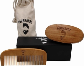 Case of 20 – Beard Comb & Brush Kits – PrimeEdge Corporate Gifts – Bulk Supply for Corporate Gifts, VIP, Employee Rewards – Boar Bristle Brush, Wood Comb, Gift Bag