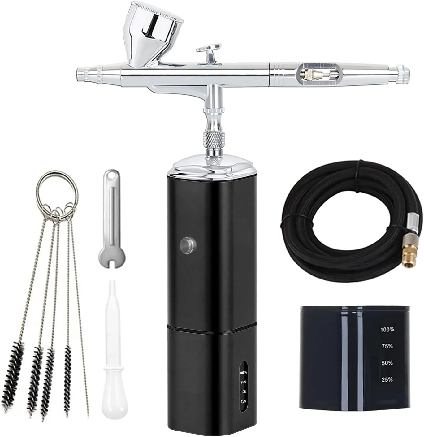 Casubaris cordless Portable Airbrush kit with Compressor,Rechargeable and replaceable auto Stop Dual Action air Brush Pen,Match Different Airbrush Guns for Barbers Model Painting Nail Art Craft Makeup