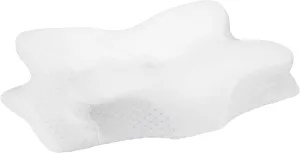 Cervical Neck Pillow for Pain Relief, Neck Support Pillows for Sleeping with Cooling Pillowcase, Contour Memory Foam Pillows, Ergonomic Orthopedic Pillow for Side Sleeper(Round White, White)