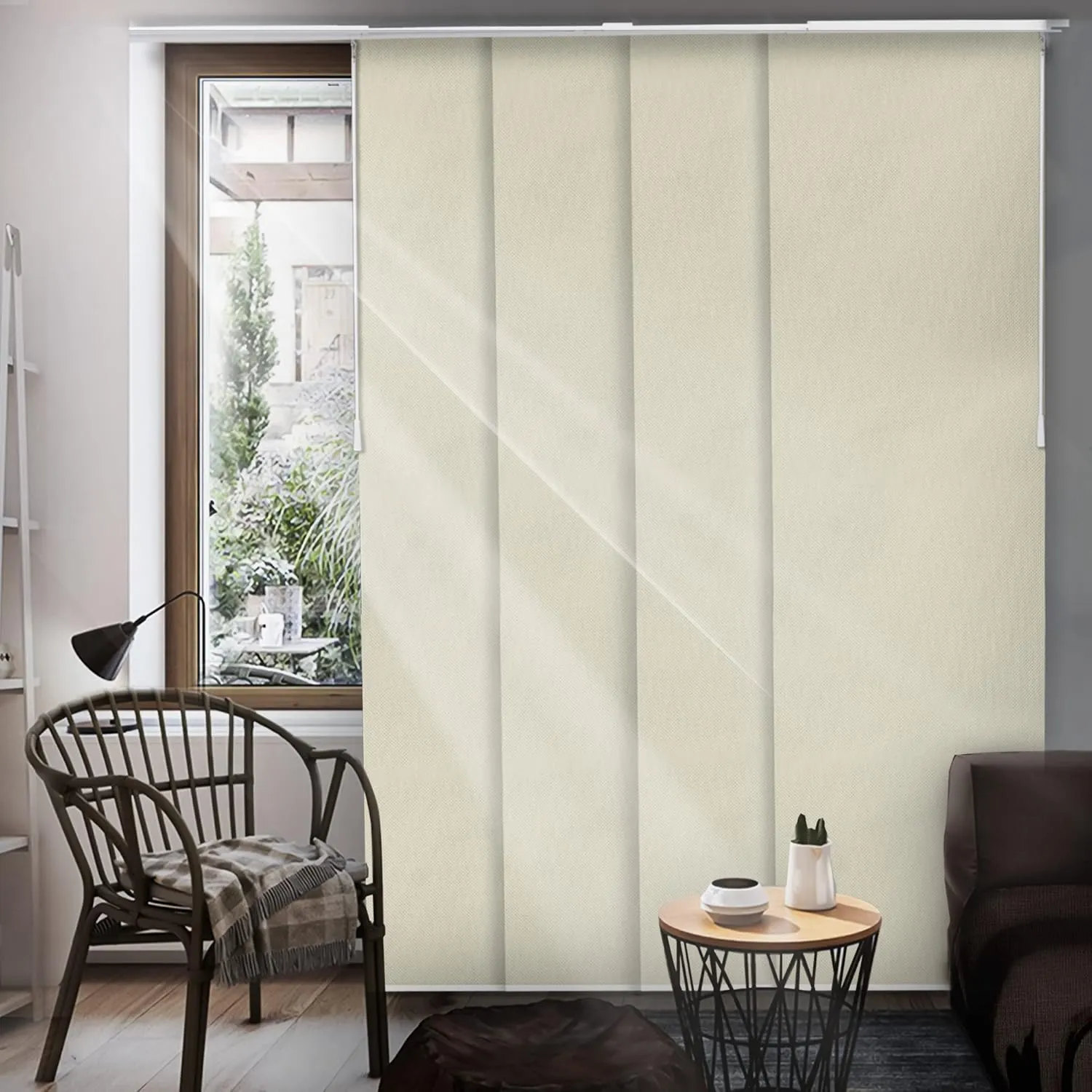 CHICOLOGY Blinds for Sliding Glass Doors , Temporary Wall , Closet Curtain , Room Door, Room Divider , Vertical Blinds , Door Blinds ,Movie Night Ivory (Blackout) W:46-86 x H:Up-to 96 inches