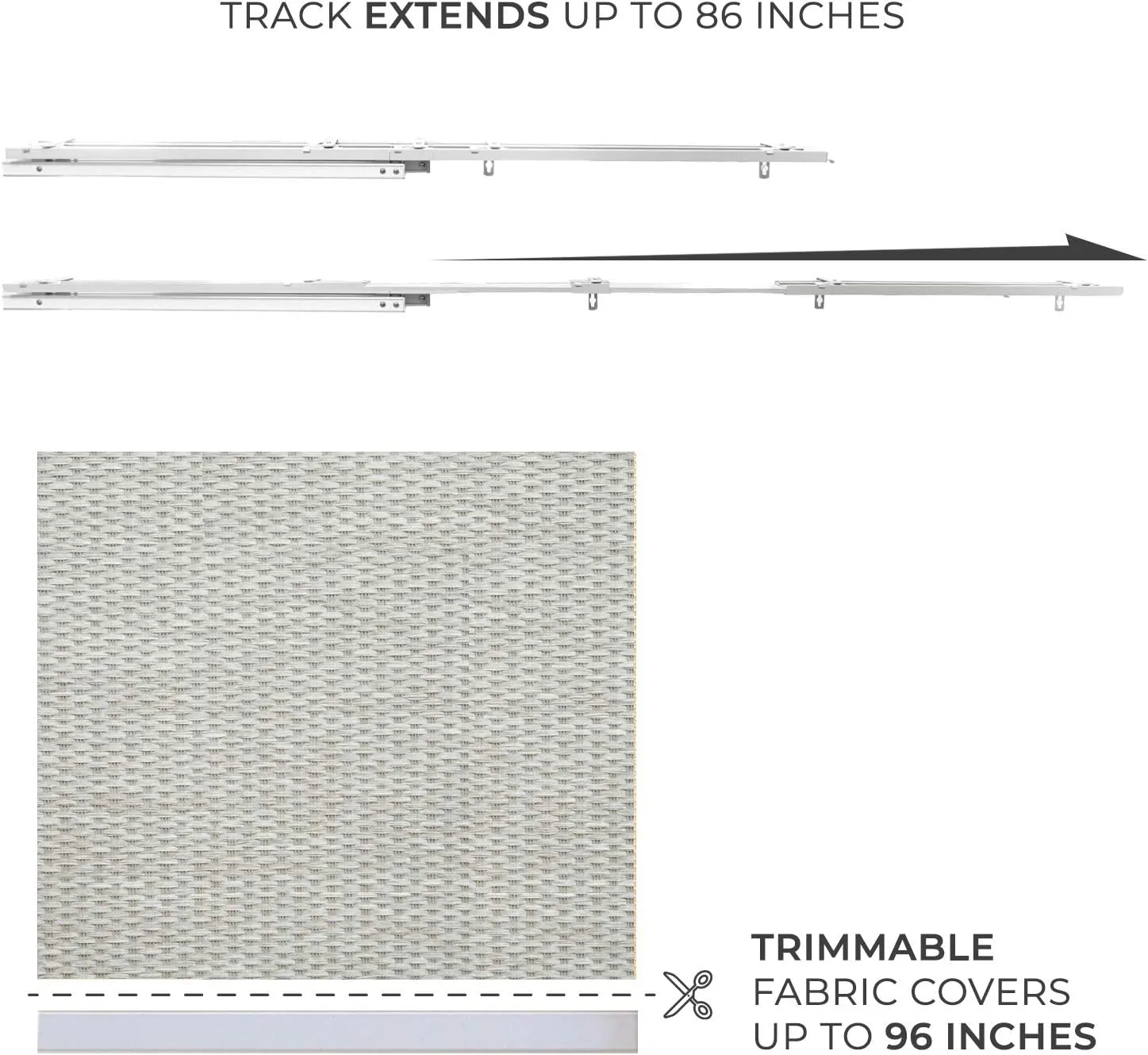 CHICOLOGY Vertical Blinds, Room Divider, Door Blinds,Blinds for Sliding Glass Doors, Temporary Wall, Closet Curtain, Room Door, Woven Gray (Natural Woven) W:46-86 x H:Up-to 96 inches