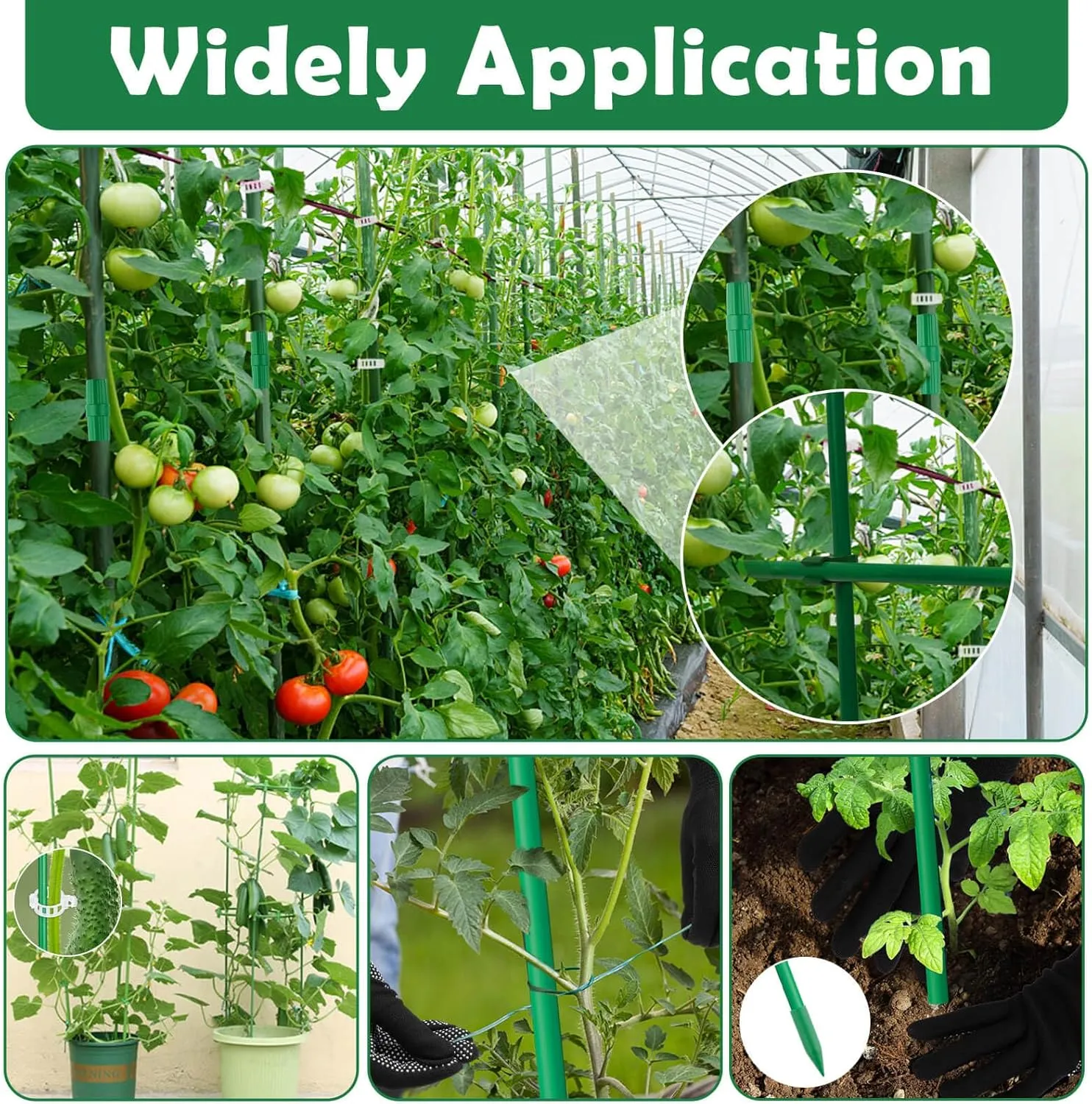 Cludoo 393PCS Garden Stakes Set with 120 Sets Fiberglass Plant Stakes Sticks Supports and Accessories, DIY 4ft 5ft 6ft 7ft Tomato Stakes for Tomato,Vegetables, Pepper, Fences Indoor Outdoor Plants