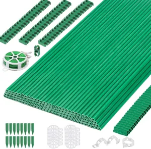 Cludoo 393PCS Garden Stakes Set with 120 Sets Fiberglass Plant Stakes Sticks Supports and Accessories, DIY 4ft 5ft 6ft 7ft Tomato Stakes for Tomato,Vegetables, Pepper, Fences Indoor Outdoor Plants