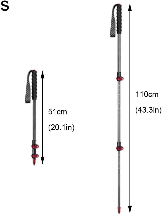 Collapsible Walking Poles, Ultralight Trekking Poles, Telescopic Running Poles, 3-Section Hiking Sticks for Women and Men, Adjustable Trekking Poles for Hiking, Camping & Backpacking