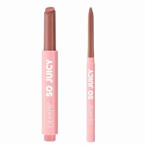 ColourPop So Juicy Plumping Lip Gloss Balm Doe (0.07 oz)   So Juicy Plumping Lip Liner Tease (0.01 oz), Peptide-Infused Lip Color for Fuller, Hydrated Lips