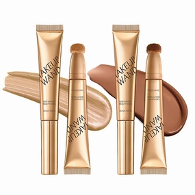 Contour Wand & Blush Highlights Wand Duo, Liquid Highlighter Contour Stick, Long Lasting Waterproof 2 in 1 Contouring Wands with Applicator (01#)