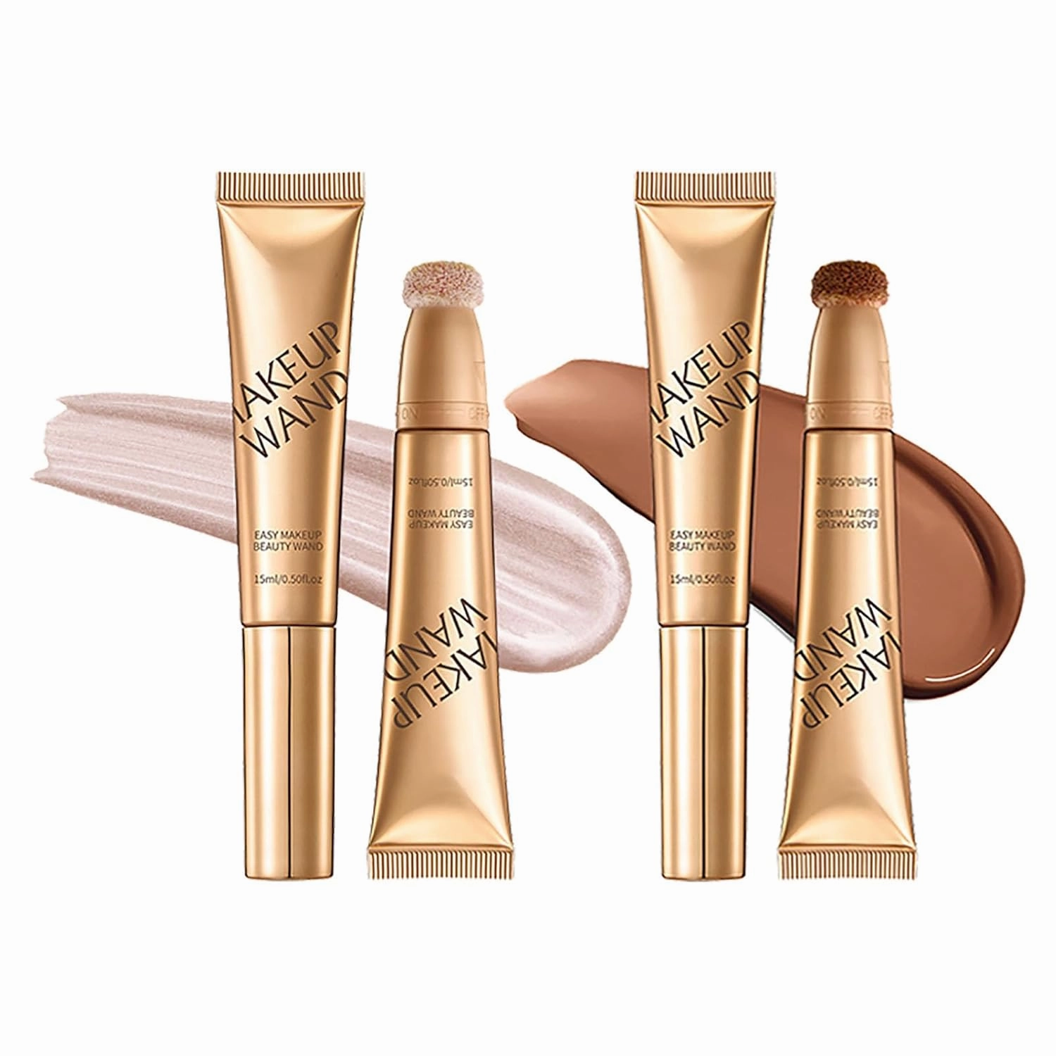 Contour Wand & Blush Highlights Wand Duo, Liquid Highlighter Contour Stick, Long Lasting Waterproof 2 in 1 Contouring Wands with Applicator (02#)
