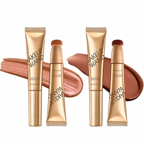Contour Wand & Blush Highlights Wand Duo, Liquid Highlighter Contour Stick, Long Lasting Waterproof 2 in 1 Contouring Wands with Applicator (03#)