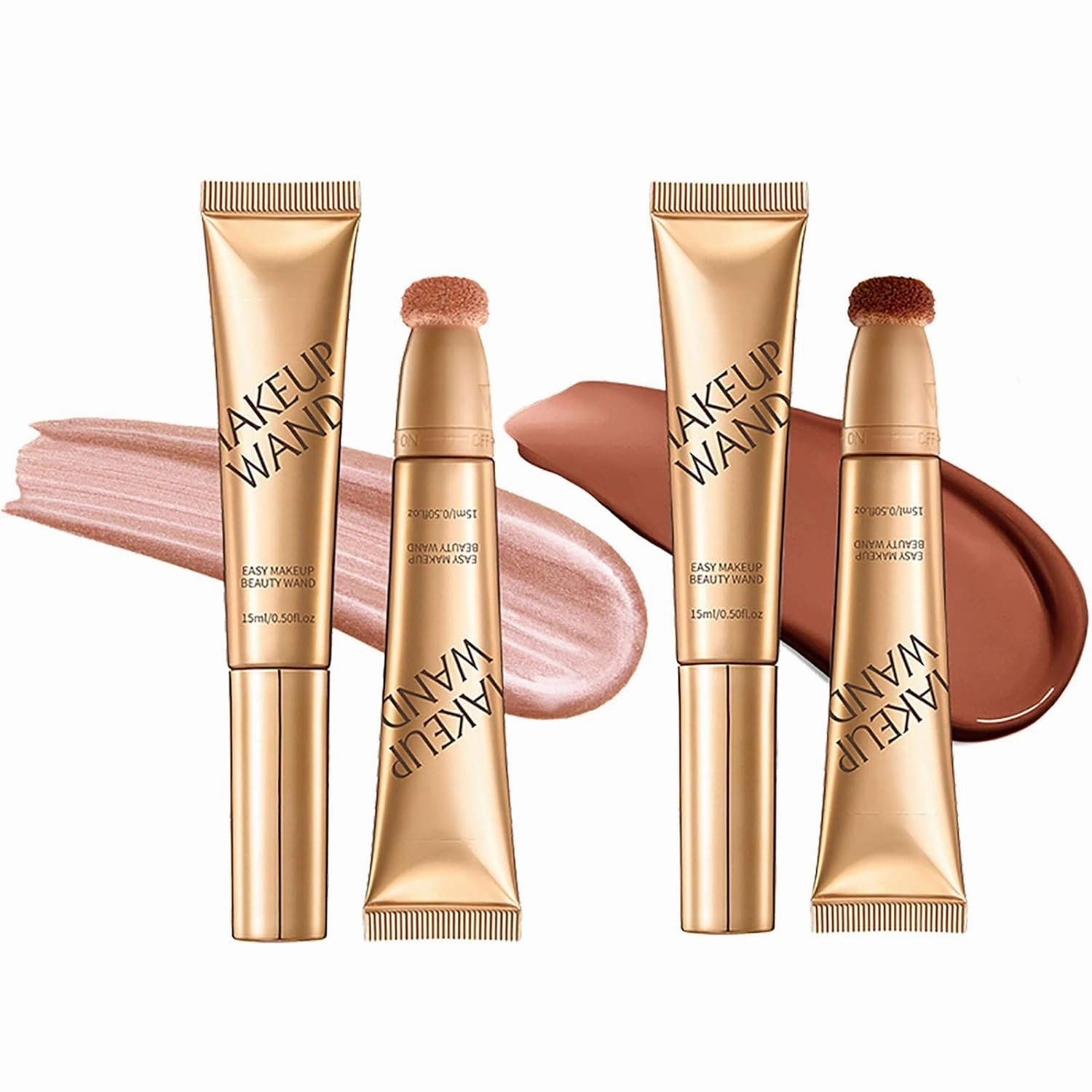 Contour Wand & Blush Highlights Wand Duo, Liquid Highlighter Contour Stick, Long Lasting Waterproof 2 in 1 Contouring Wands with Applicator (04#)