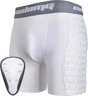 COOLOMG Youth Boys Baseball Sliding Shorts with Athletic Cup Padded Sliders Underwear for Football Lacrosse Hockey