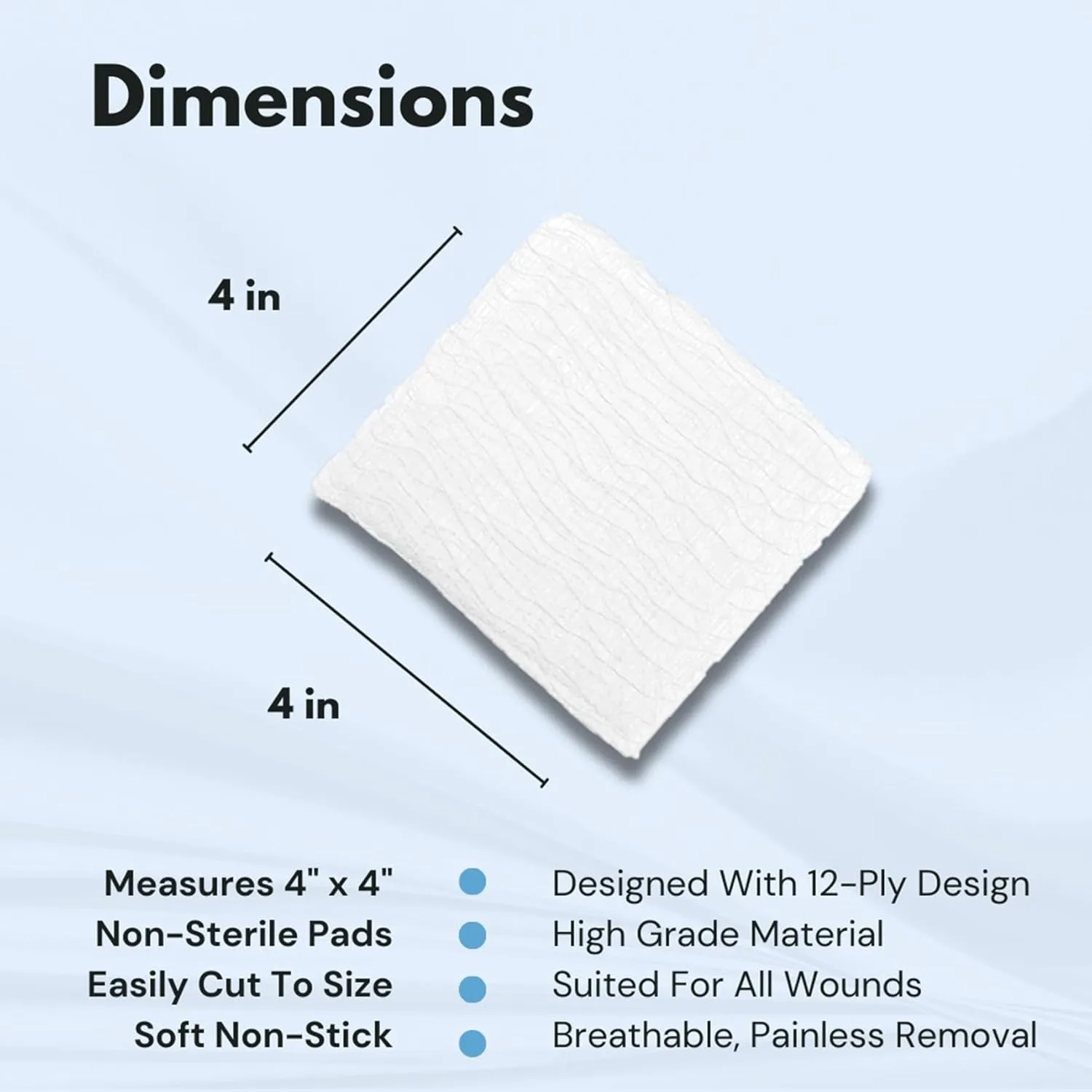 Dealmed 4" x 4" Surgical Sponges, 12-Ply, Absorbent Woven Gauze Pads, Non-Sterile Wound Care for First Aid Kit and Medical Facilities, 200 Count (Pack of 4)