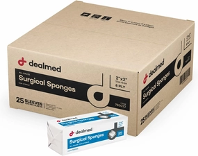 Dealmed 2" x 2" Surgical Sponges, 8-Ply, Non-Woven Absorbent Gauze Sponges for Wound Care, First Aid Kits and Medical Facilities, 200 Count (Case of 25)