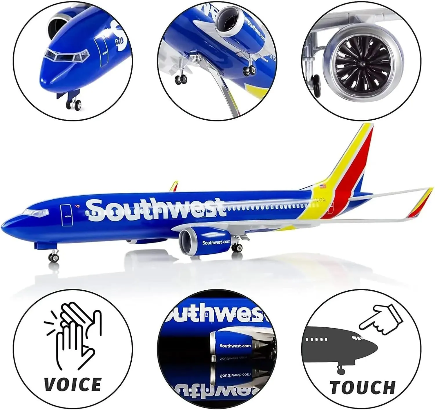 Diecast Plane Model 1：80 Scale for B737 Diecast Resin Plane Model with Light and Wheel Decorative Souvenirs (with Light)