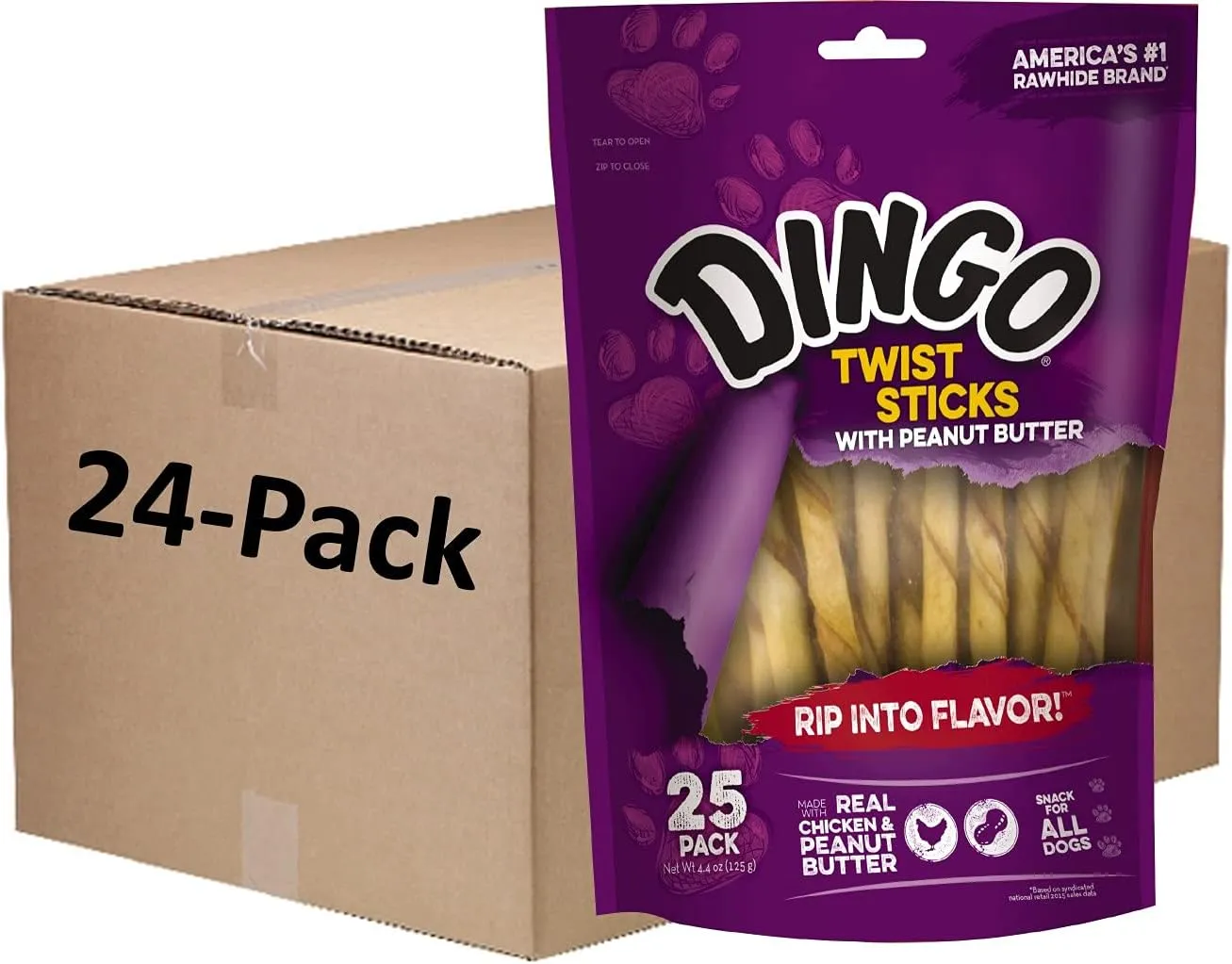 Dingo Peanut Butter Twist Sticks For Dogs, 600 Ct