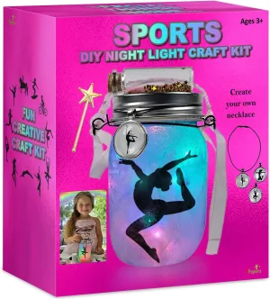 DIY Sports Night Light Gymnastics Gifts for Girls Age 3 4 5 6 7 8-12, Sports Presents & Arts and Crafts Kit for Kids, Art Set Project, Ballet & Dancing Girl Gift