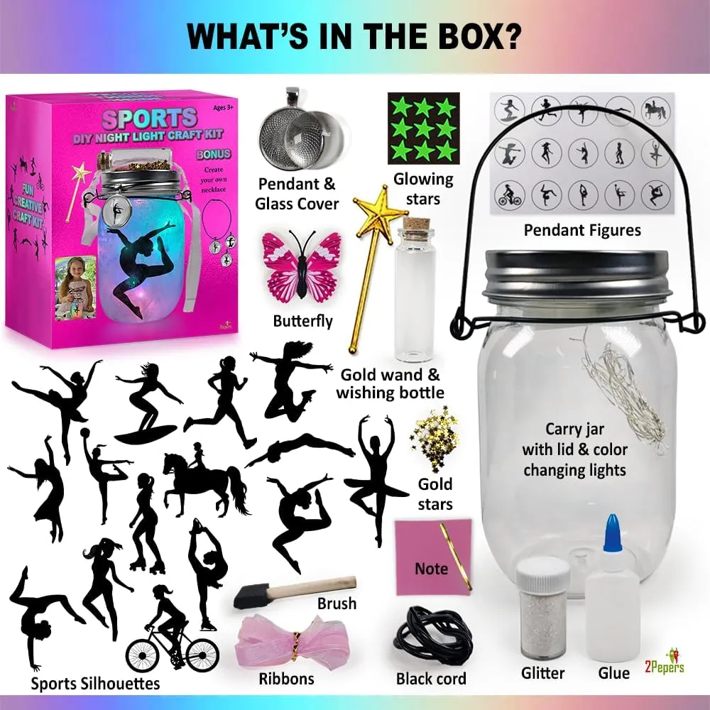 DIY Sports Night Light Gymnastics Gifts for Girls Age 3 4 5 6 7 8-12, Sports Presents & Arts and Crafts Kit for Kids, Art Set Project, Ballet & Dancing Girl Gift