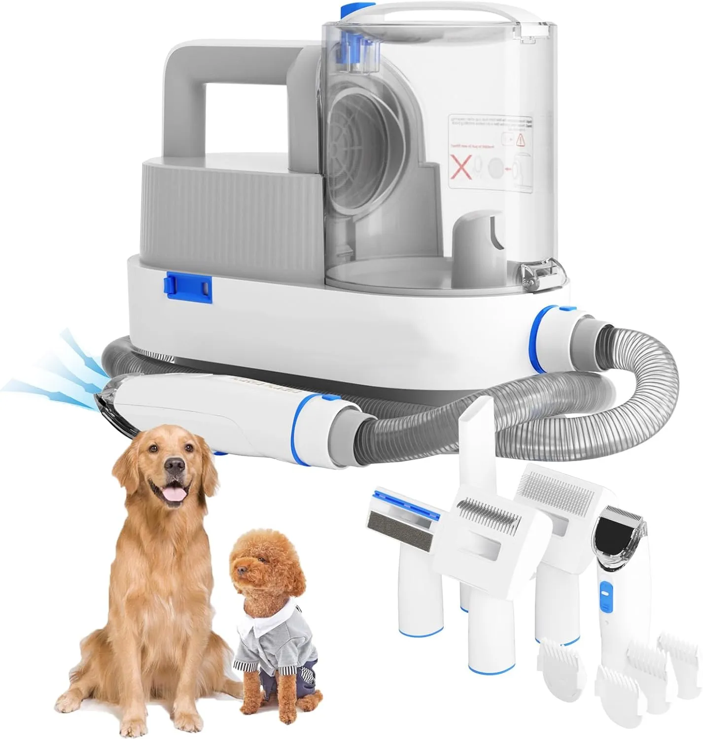 Dog Grooming Vacuum Kits with Multiple Tools - Electric Clipper, Hair Dematting and Shedding, 2.5L Large Capacity Dustbin, 10Kpa Suction, Low Noise - Pet Hair Solution for Dogs and Cats Pet Gifts