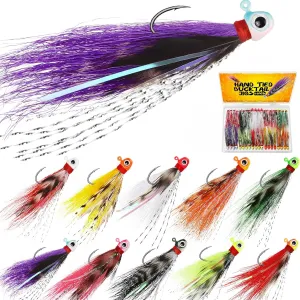 Dovesun Crappie Jigs, 40pcs Hand-Tied Hair Jigs 10 Colors Fishing Jigs 1/32oz 1/16oz 1/8oz Bucktail Crappie Jig Heads for Trout, Walleye and Panfish Fishing