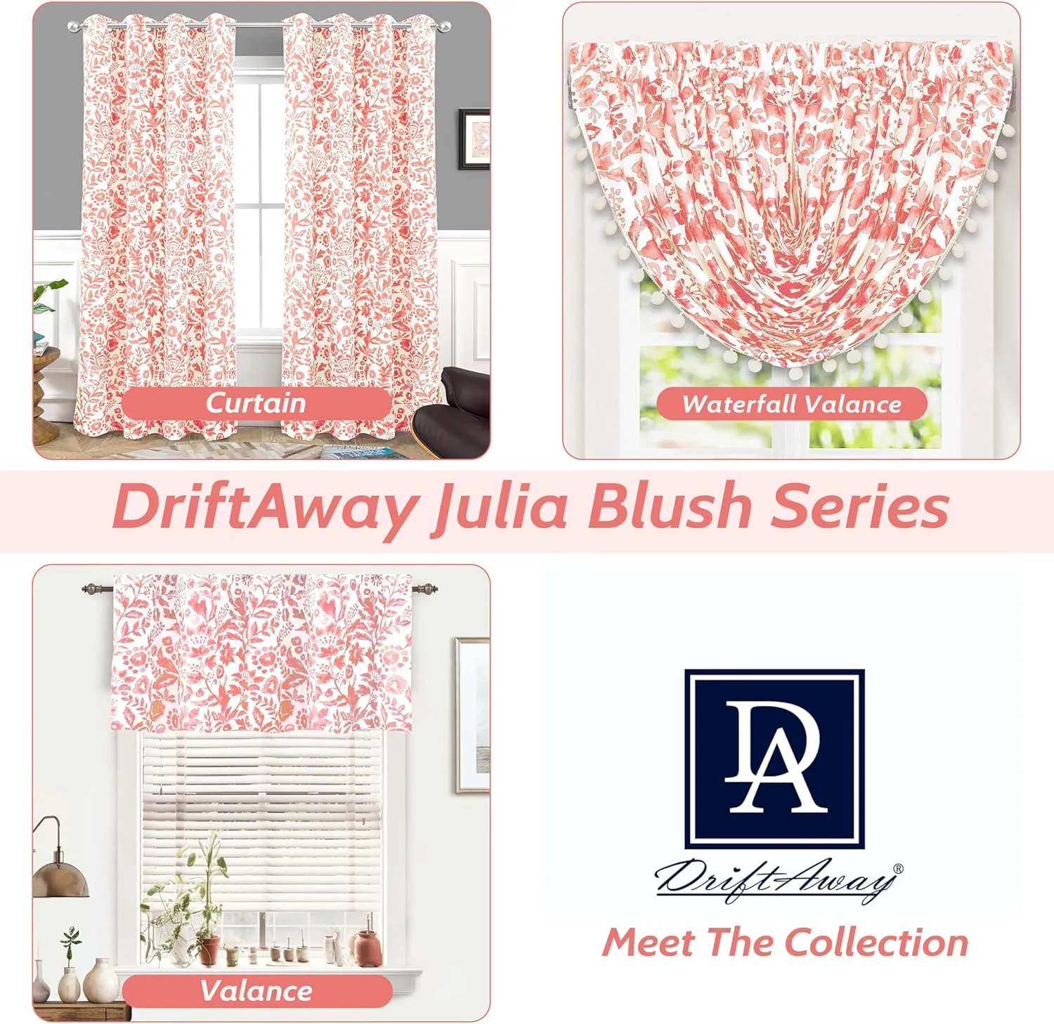 Driftaway Julia Lined Valance Double Layer Thermal Insulated Room Darkening Blackout Valances 3 Inch Rod Pocket Window Valance for Bathroom Living Room 52 Inch by 18 Inch Blush