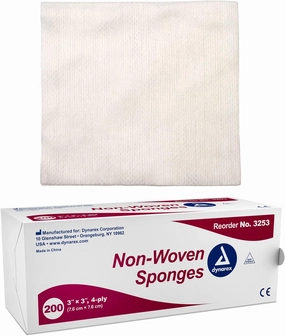 Dynarex Non-Woven Sponges, Non-Sterile, Gauze Sponges, for Cleansing, Prepping and Dressing, Highly-Absorbent and with Less Linting, 4"x 4", 4 Ply, 5 Boxes of 200