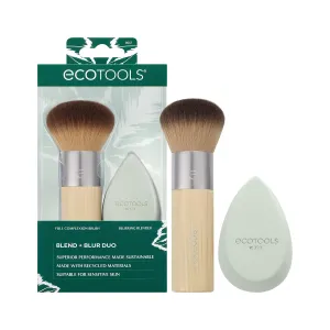 EcoTools Blend   Blur Makeup Brush and Sponge Duo, Makeup Blender Sponge & Foundation Brush, For Liquid & Cream Makeup, Cloud Skin, Eco Friendly, Latex-Free, Cruelty Free, & Vegan, 2 Piece Set