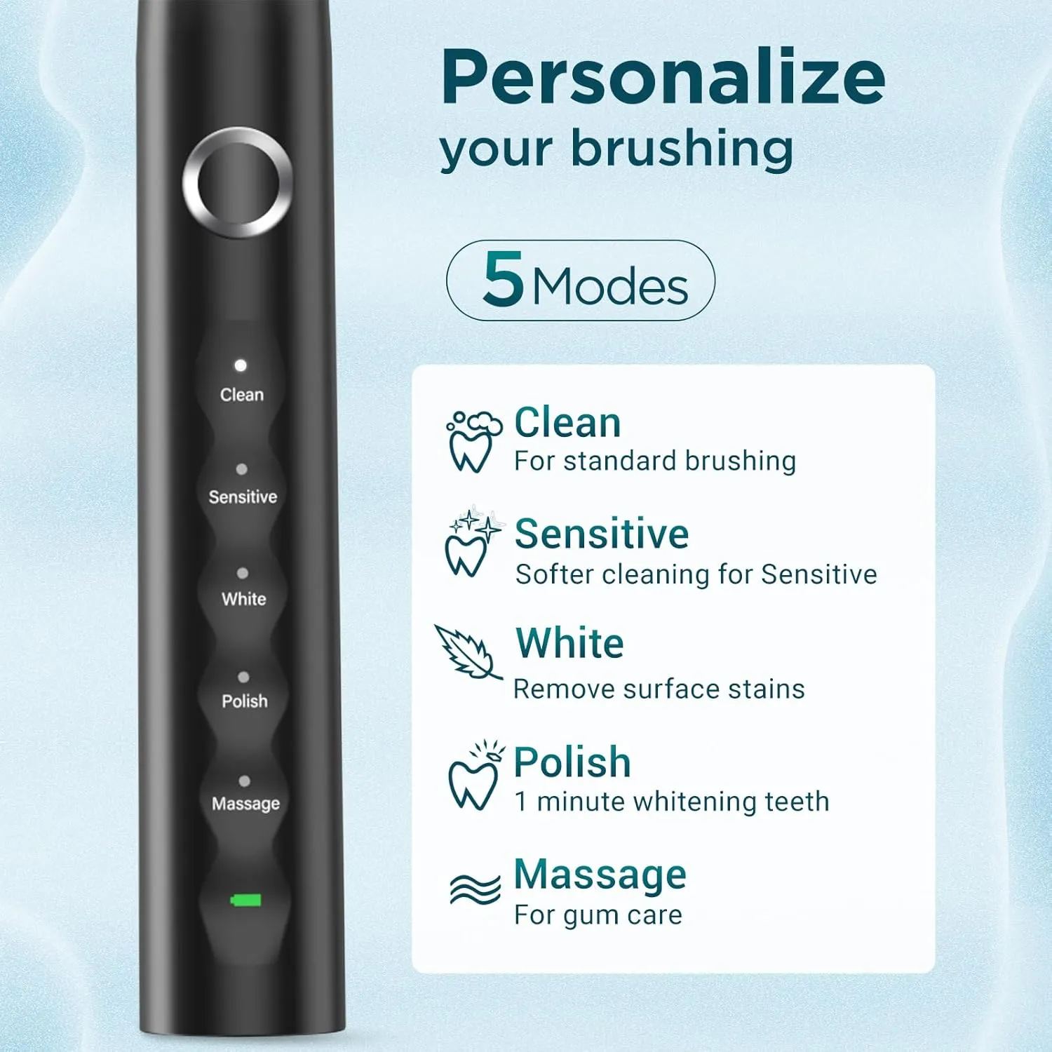 Electric Toothbrush for Adults with 8 Brush Heads, Sonic Toothbrush Rechargeable with a Holder & Travel Case, 2.5 Hours Charge for 120 Days Use