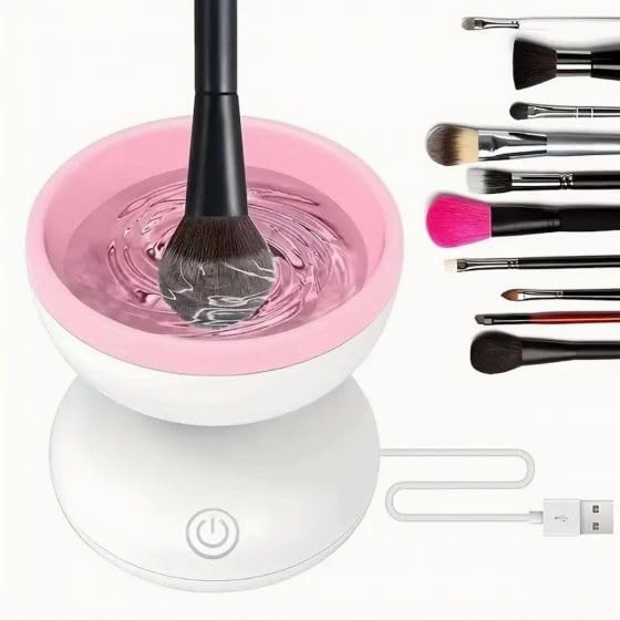 Electric Makeup Brush Cleaner Machine - Portable Automatic USB Cosmetic Brushes Cleaner Cleanser Tool for All Size Beauty Makeup Brush Set, Liquid Foundation, Contour, Eyeshadow, Blush Brush