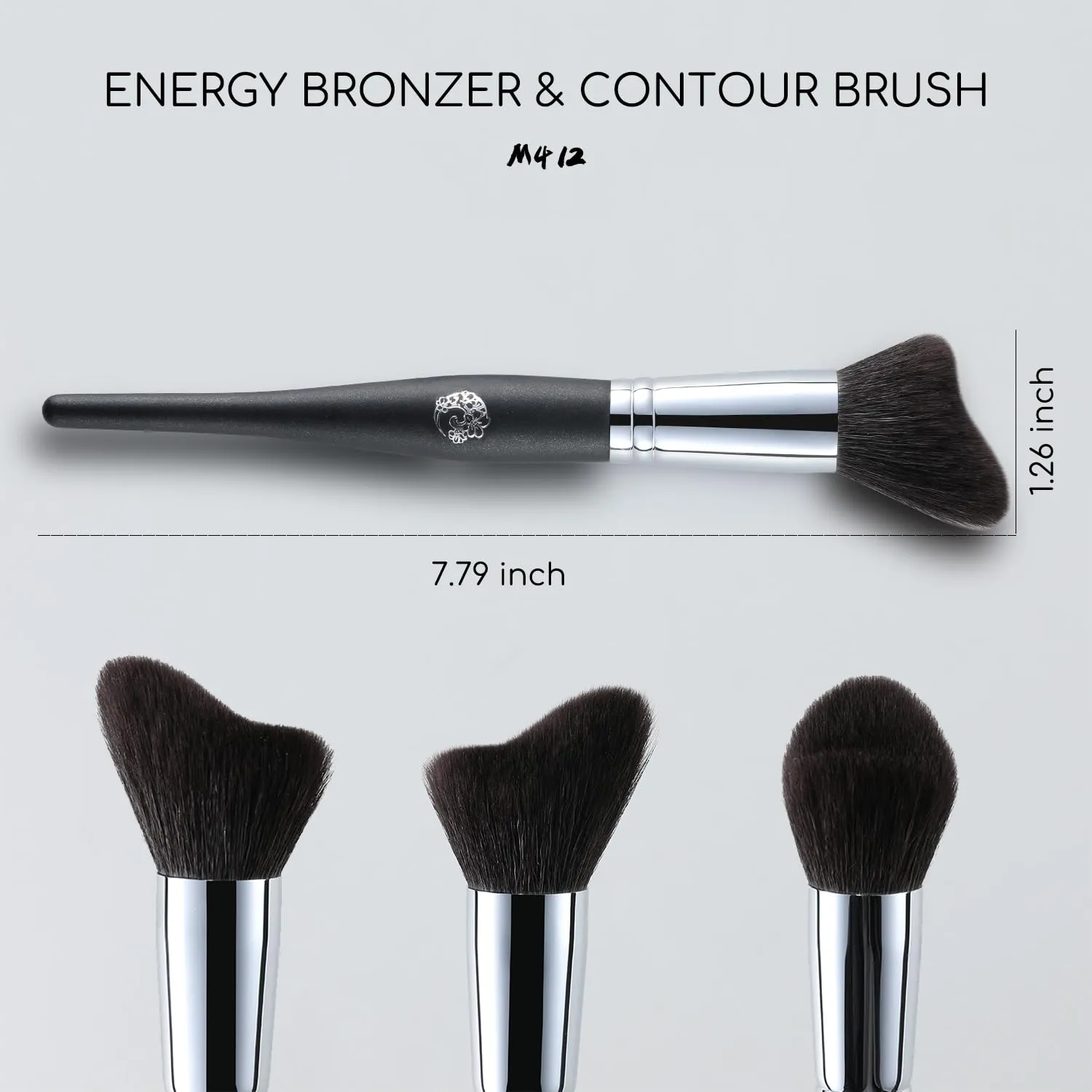 ENERGY Contour Brush Professional Makeup Brush for Foundation Blush Bronzer Contour and Setting Powder Blending Soft Dense Natural Goat Hair Curved Kabuki Brush M412