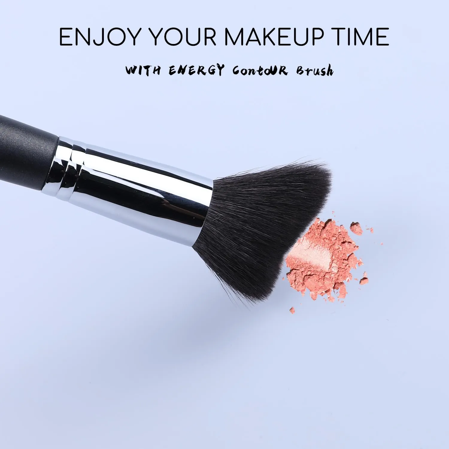 ENERGY Contour Brush Professional Makeup Brush for Foundation Blush Bronzer Contour and Setting Powder Blending Soft Dense Natural Goat Hair Curved Kabuki Brush M412