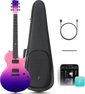 Enya Electric Guitar Nova Go Sonic Smart Electric Carbon Fiber Guitarra with 10W Wireless Speaker, Onboard Presets, All-in-One Portable Rig for Street Performers & Home Studios, Cosmic Purple