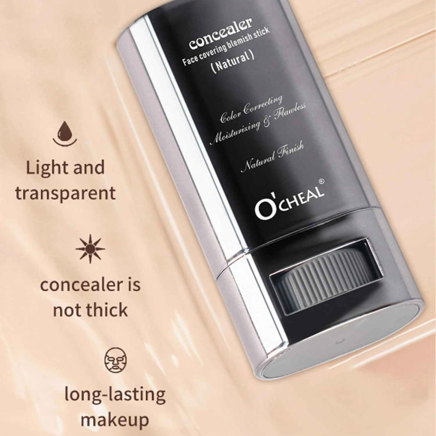 Eraser Foundation Stick - Full CoverageConcealer & Contour Stick, Conceals Acne, Blemishes, Dark Circles, Brightens Skin Tone, Buildable Foundation Stick for Flawless Finish (ivory tint, 30g)
