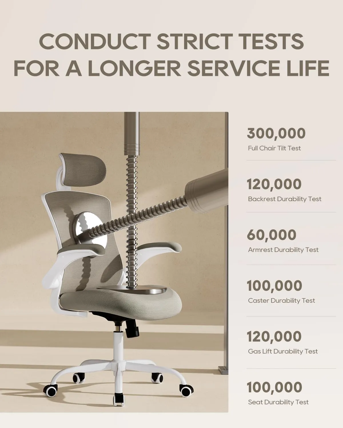 Ergonomic Mesh Office Chair with Lumbar Support 350 lbs High Back Office Chiar with Flip-up Armrests and 3D Large Headrest, Comfy Computer Desk Chair for Home and Office