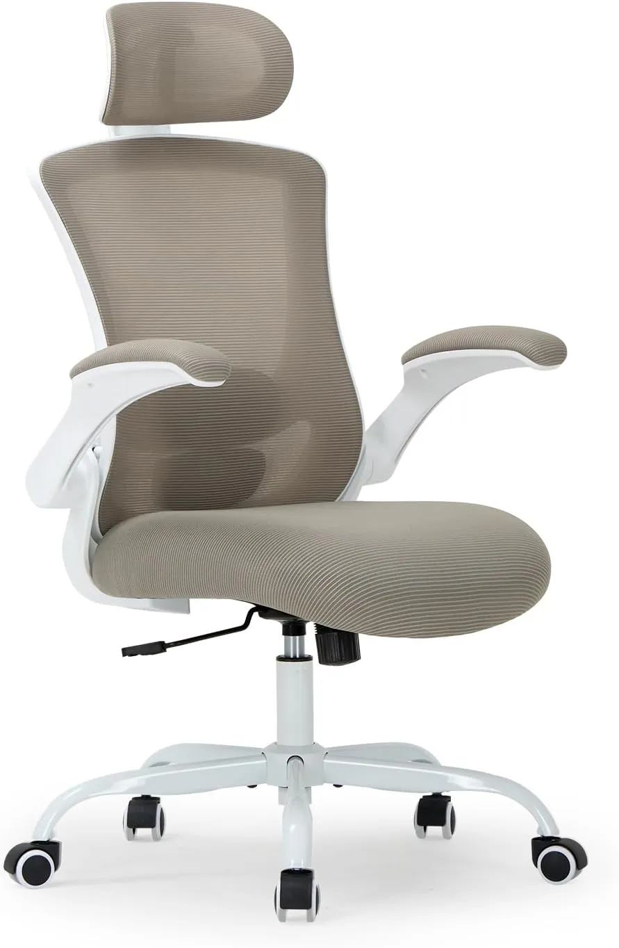 Ergonomic Mesh Office Chair with Lumbar Support 350 lbs High Back Office Chiar with Flip-up Armrests and 3D Large Headrest, Comfy Computer Desk Chair for Home and Office