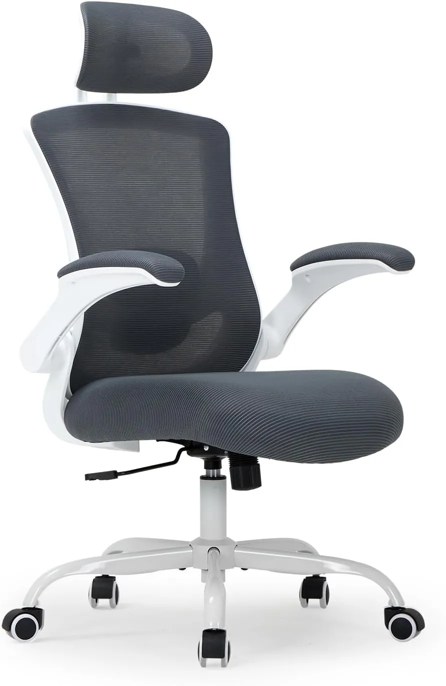 Ergonomic Mesh Office Chair with Lumbar Support 350 lbs High Back Office Chiar with Flip-up Armrests and 3D Large Headrest, Comfy Computer Desk Chair for Home and Office