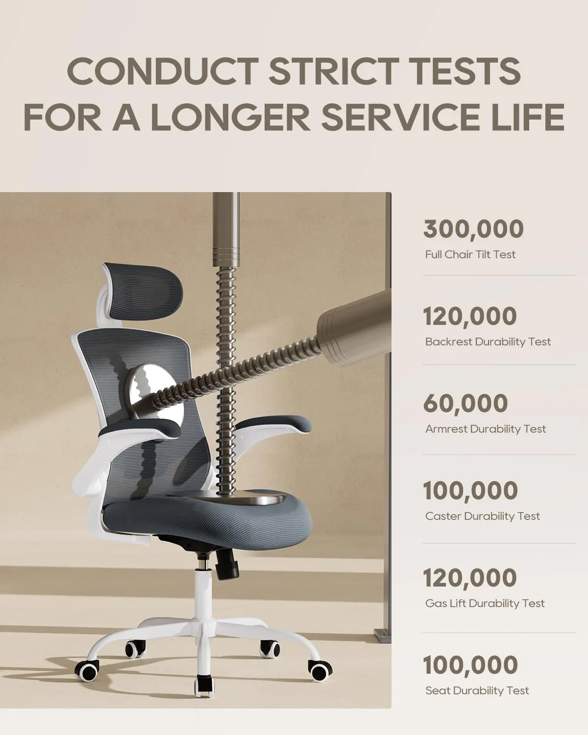 Ergonomic Mesh Office Chair with Lumbar Support 350 lbs High Back Office Chiar with Flip-up Armrests and 3D Large Headrest, Comfy Computer Desk Chair for Home and Office