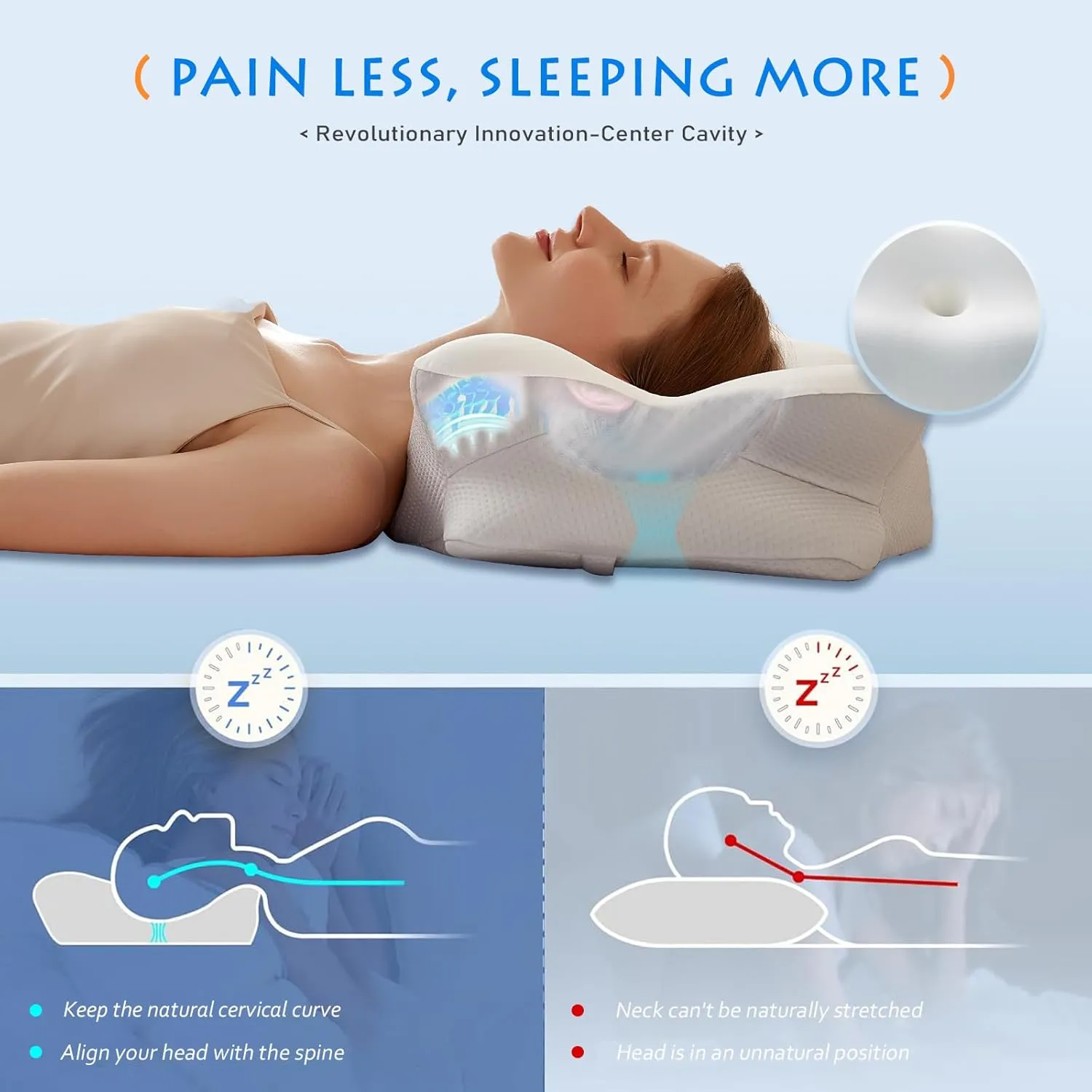 EUCIOR Cooling Gel Pillows for Neck and Shoulder,Cooling Gel Memory Foam Pillow,Ergonomic Neck Support Pillow for Side Back Stomach Sleepers with Pillowcase (Grey)