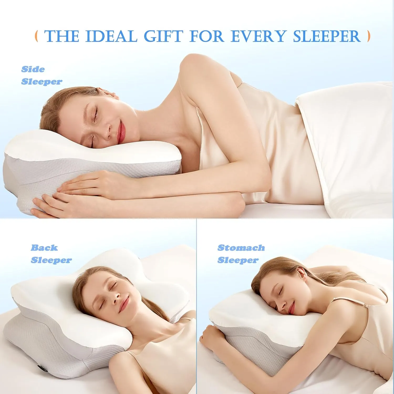 EUCIOR Cooling Gel Pillows for Neck and Shoulder,Cooling Gel Memory Foam Pillow,Ergonomic Neck Support Pillow for Side Back Stomach Sleepers with Pillowcase (Grey)