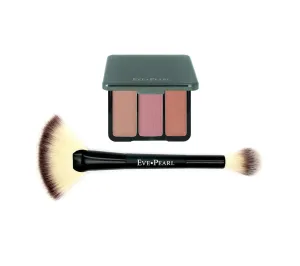 EVE PEARL Blush Trio Blush Palette Long Lasting Skincare Makeup And Dual 204 Fan Highlighter Hypoallergenic Brush Set Make up Kit- Sassy Cheeks