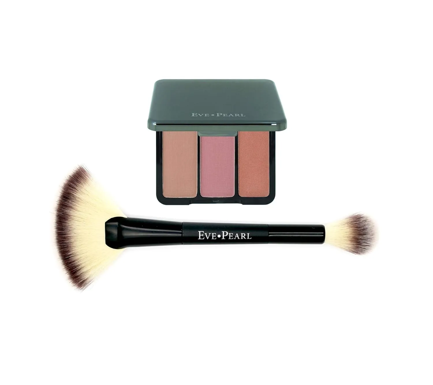 EVE PEARL Blush Trio Blush Palette Long Lasting Skincare Makeup And Dual 204 Fan Highlighter Hypoallergenic Brush Set Make up Kit- Sassy Cheeks