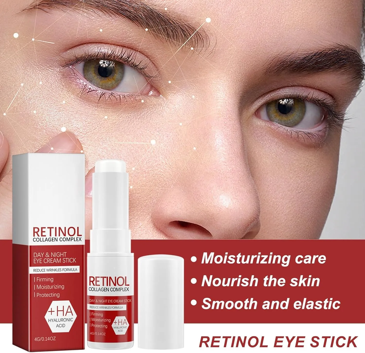 Eye Cream Stick, Collagen Complex Day & Night Eye Cream, for Dark Circles and Puffiness, Eye Brightener Stick, Retinol Eye Stick for Fine Lines(2pcs)