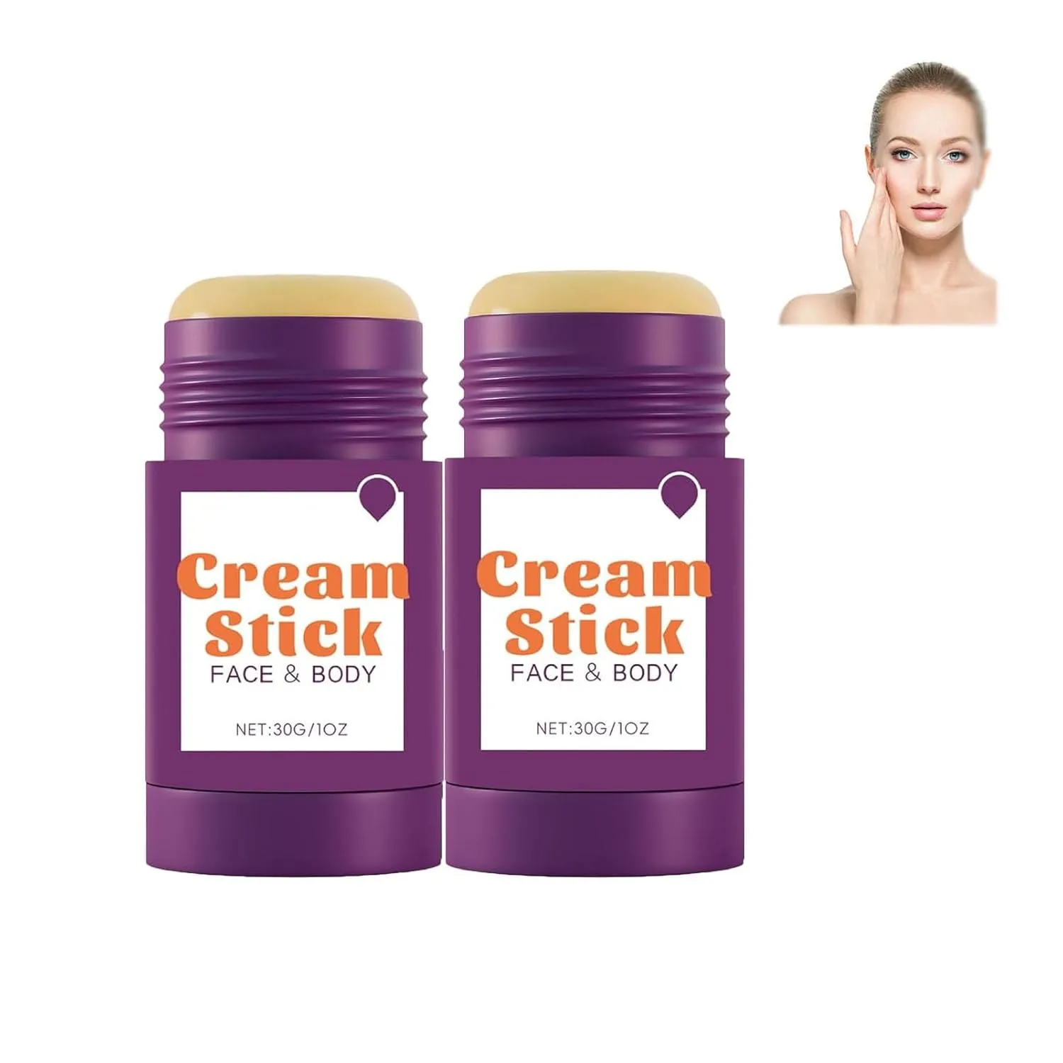 Face & Body Cream Stick, Wrinkle Remover Serum Firming Lotion Sticks, Multi-Purpose Moisture Stick, Gentle Non-Greasy, Enhances Elasticity Softer Smoother Skin, Long-Lasting Firming (2PCS)