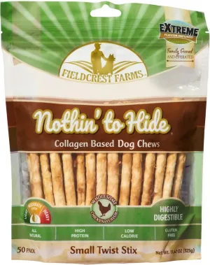 Fieldcrest Farms Nothing to Hide Natural Rawhide Alternative Small Twist Stix for Dogs -50 Pack - All Natural Easily Digestible Chews for All Breed Dogs - Great for Dental Health Plus Magnet