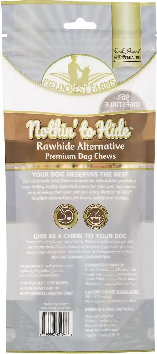 Fieldcrest Farms Nothing to Hide Natural Rawhide Alternative Twist Stix for Dogs - 3 Pack (30 Sticks) Premium Grade Easily Digestible Chews - Great for Dental Health (3 Count (Pack of 1), Beef)