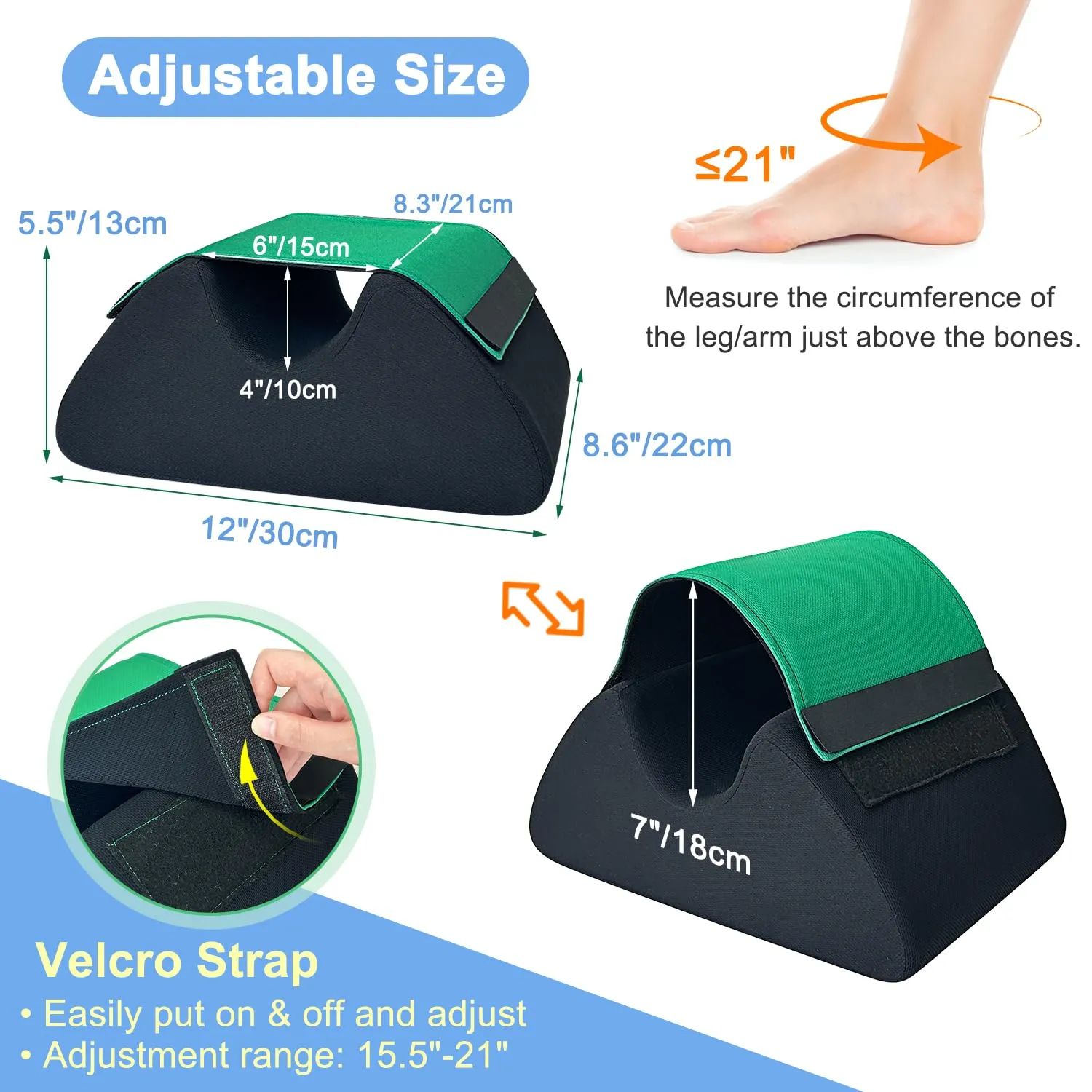 Foot Elevation Pillow Post Surgery, Heel Protectors for Pressure Sores, Ankle Leg Support Pillow to Elevate Feet, Foam Elevated Foot Pillow for Swelling, Medical Heel Protector Bed Sores Cushion