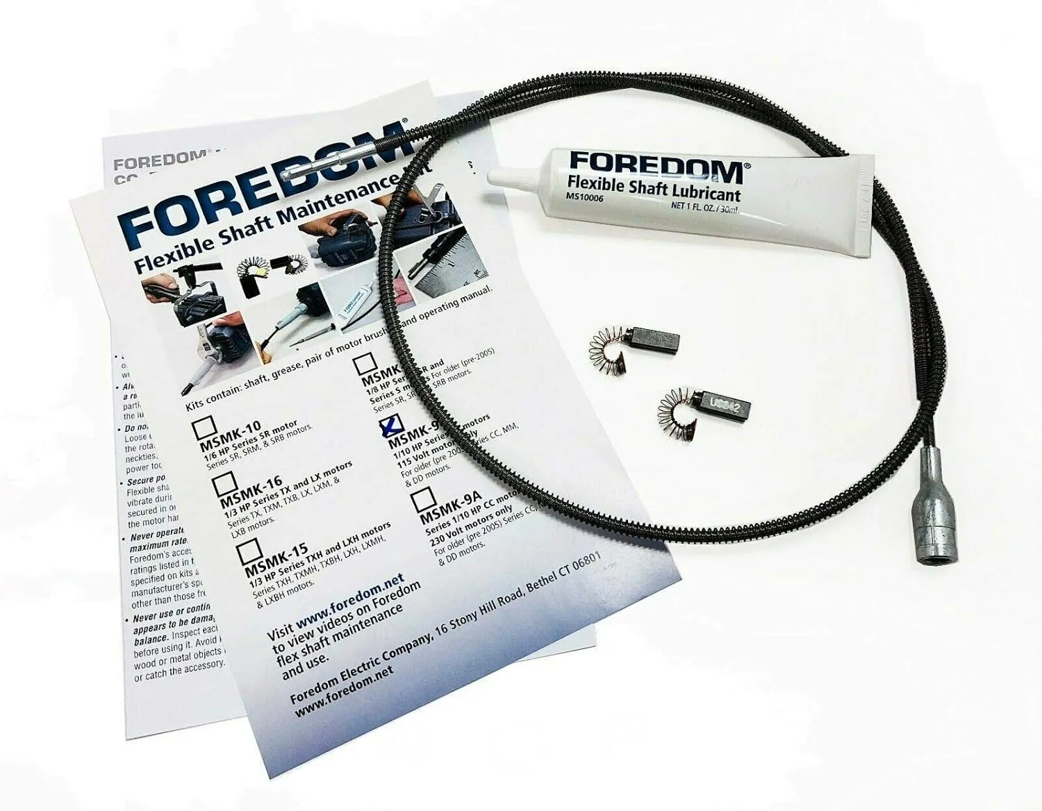 Foredom MSMK-9 Maintenance Kit Brush Grease Shaft For1/10HP Series CC Flex Shaft