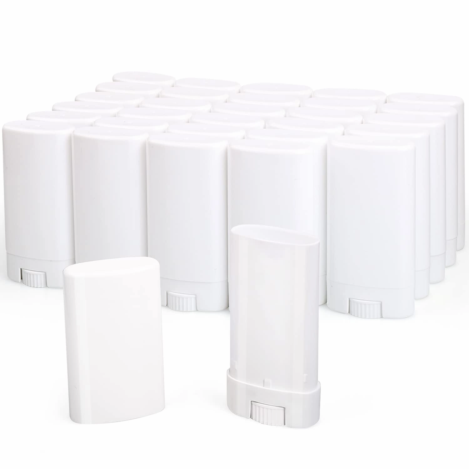 Furnido 15ml Travel Deodorant Containers,Top-Fill,Empty Plastic Oval Lip Balm Tubes for Chapstick,Lip Balm,Lotion Bar Sticks,Salve,Homemade Solid Lotion,Sample Size Deodorant-30 Pack,White